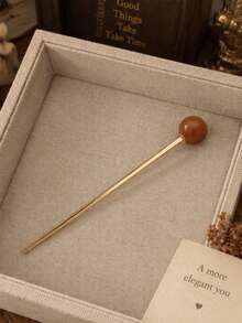 1pc Vintage Elegant Minimalist Round Ball Hair Stick Women Hair Accessory For Daily, Holiday And Party Wear - Multicolor - View 4