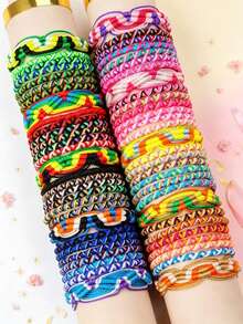 11/22 Pcs Kids Hand Braided Friendship Bracelets, Adjustable Colorful Woven String Wristbands, Boho Festival Jewelry Gift For Girls Boys - SZ001-010 - View 9
