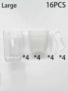 Maceta transparente de doble capa con autorriego, etiquetas para plantas, cuerda de algodón, maceta de plástico con escala, maceta de autorriego para suculentas de interior, decoración de escritorio para el hogar y la oficina - Multicolor - Ver 13