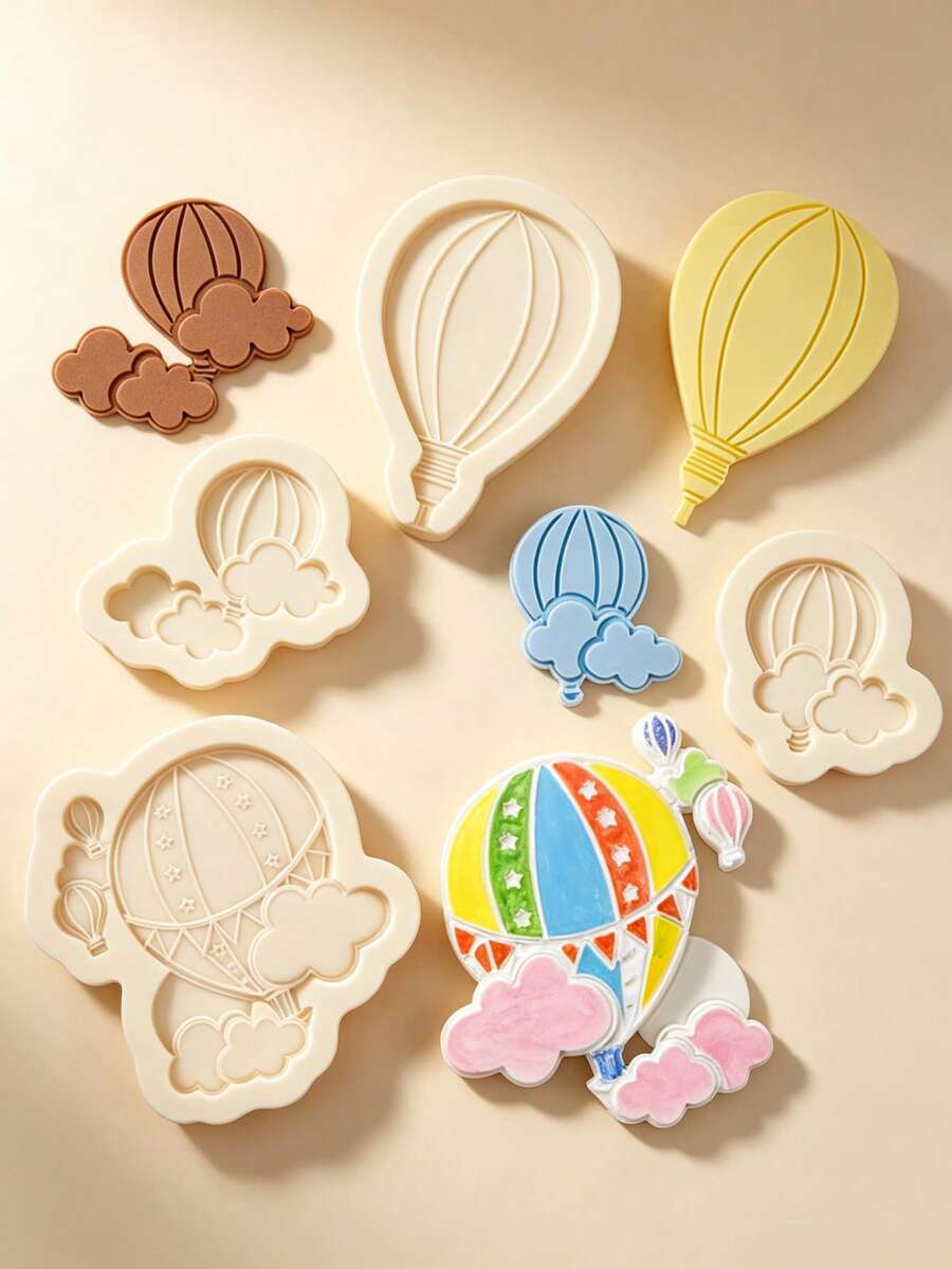 Hot Air Balloon Cloud Silicone Mold Non-Stick Fondant Candy Chocolate Baking Tool For Cake Decoration DIY,Cupcake Topper, Soap, Candle