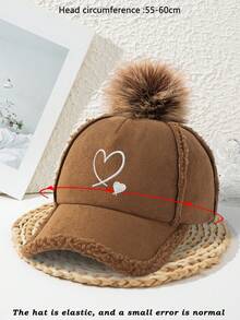 1pc Women's Thick Baseball Cap Embroidered Heart Ball Fashion Vacation Cool Autumn/Winter Casual - Multicolor - View 4