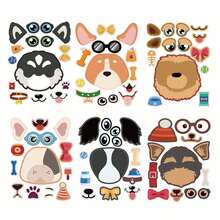 somoving 6/12pcs Cartoon Dog Stickers For Kids, DIY Dress-Up Stickers, Holiday Party Favor Bag Fillers, Classroom Craft Stickers - Multicolor - View 12