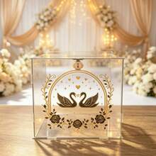 Clear Acrylic Wedding Card Box, Wedding Gift Card Box, Wedding Envelope & Money Card Storage Box, Suitable For Baby Shower, Graduation, Birthday Party, Sign-In Table Greeting Card & Cash Collection Box, Party Tabletop Decor - 1PC - View 6