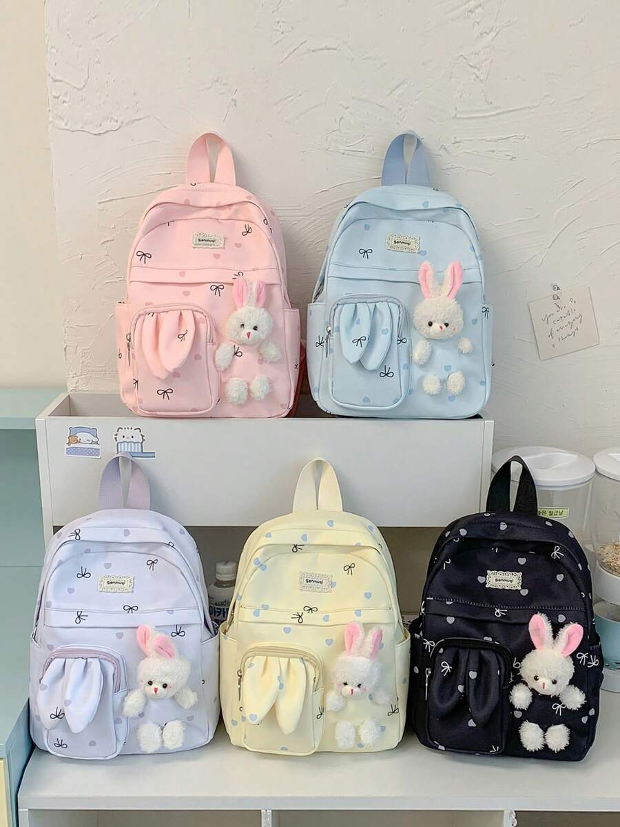 Cartoon Cute Rabbit Plush Backpack, Girly Student School Bag, Kindergarten Backpack For School, Travel, Outings, Lightweight Small Backpack, Casual Storage Small Bag