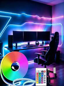 USB 霓虹燈條 RGB 多彩遙控變色生日燈飾，USB 供電柔性燈條，房間與牆面裝飾 - 彩色 - 查看 1