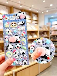 3D Puffy Panda Stickers Cute Waterproof Decals For Kids Handmade Reward Scrapbook Phone Tablet Decor - Multicolor - View 11