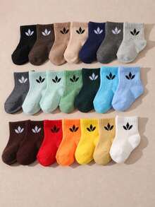 6/10/20 Pairs Random Solid Color Candy Color Casual Mid-Calf Socks For Infants And Toddlers, Autumn/Winter - Multicolor - View 2
