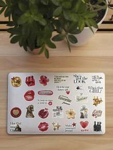 50pcs Golden Lucky Girl Y2K Stickers,Waterproof Cartoon Gift Decorative Stickers For Skateboard Guitar Luggage Laptop Phone Case Decor DIY Graffiti Stickers - A - View 6
