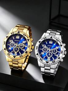 6pcs Boys Sports Watch Gift Set, Gift For Friends, Stainless Steel Material, Calendar Wristwatch, Birthday Gift Box, Quartz Watch Gift Set - Multicolor - View 6