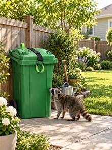 Outdoor Raccoon Trash Can Lock Strap, Double Claw Hook, 28-96 Gallon Adjustable Rust-Proof Coated Trash Can Elastic Rope Strap, Hook-Style, Heavy Duty Secure Lid Straps For Garbage Can, Yard, Garden, Camping, RV, BBQ, Patio, Farm, Campsite - Multicolor - View 5