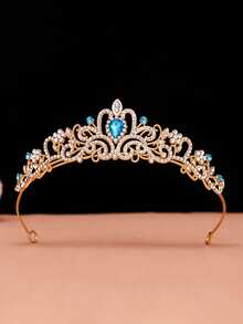 1pc Kids Girls Princess Crown Headband, Gold Rhinestone Tiara With Colorful Gemstones For Birthday, School Performance, Wedding Flower Girl, Photo Day - Multicolor - View 12