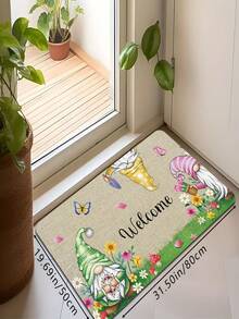 1pc Christmas Creative Multi-Color Spring/Summer Butterfly & Dwarf Sponge Print Floor Mat, Soft Non-Slip Absorbent Velvet Carpet, Perfect Christmas Home Decor For Living Room, Sofa Front, Bedside, Kitchen, Hallway, Bathroom, Bedroom, Outdoor Rug, Outdoor Decoration, Christmas Decoration - A - View 8