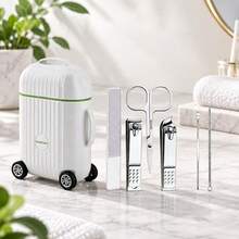 6pcs Portable Luggage Nail Care Set, Compact Stainless Steel Nail Clipper Tool Box, Essential Manicure & Dead Skin Cleaning Tools For Travel And Business Trips - Multicolor - View 1