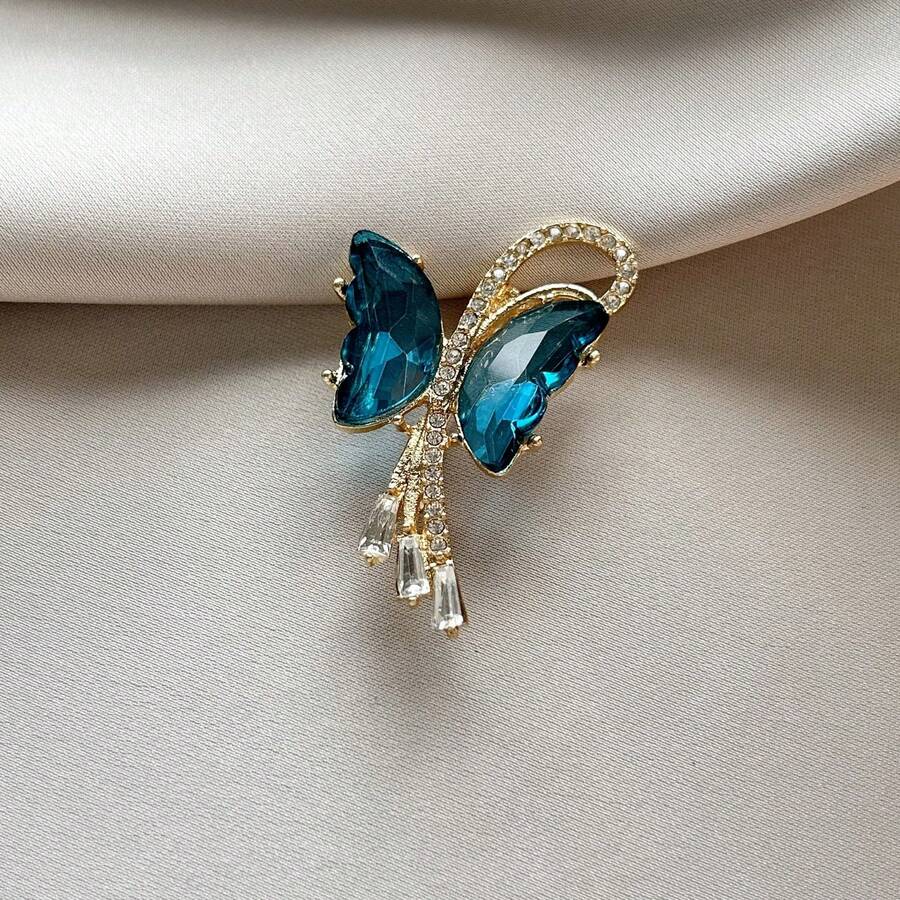 1pc Elegant Zinc Alloy Butterfly Brooch For Women, Suitable For Spring, Summer, Autumn, Winter And Daily Wear - Gold - View 1
