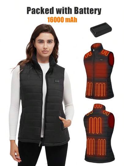 Heated Vest Women With 8 Heating Zones,16000mAh Large Capacity Battery Pack, 3 Heating Levels,Lightweight Jacket, Suitable For Daily Wear And Outdoor Activity Running Walking Cycling