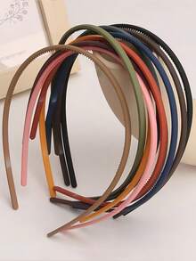 10pcs/1pc Women's Matte Ultra-Thin Toothed Black Hairband, Minimalist Style, Fashionable Versatile High-End Solid Color Hair Accessory, Suitable For Daily Wear, Going Out, Face Washing And Makeup - Multicolor - View 2