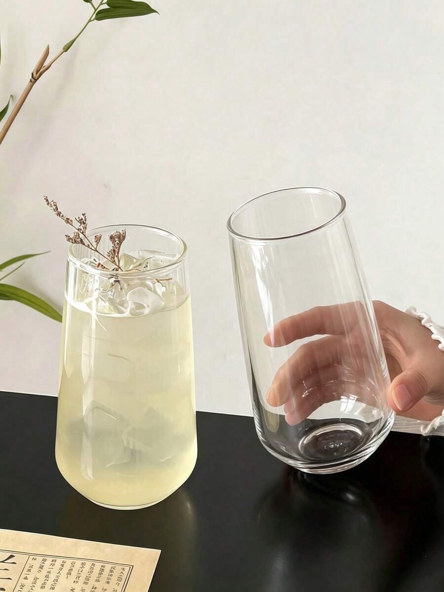 1pc Ins Style Lightweight Glass Cup, Restaurant Fruit Tea Cup, Soda Sparkling Water Cup, Cold Beverage Cup, Drinking Glass - Multicolor - View 1
