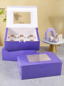 2/4/8PCS Foldable Paper Gift Boxes, Minimalist Solid Purple Rectangular Design With Tuck-In Lids, For Gift Packing & Party Favor Presentation, Birthday, Wedding, Anniversary & Halloween, Gift Packaging, Party Supplies - Multicolor - View 1