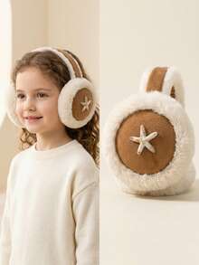 1pc Children's Autumn/Winter Thermal Lined Thick Ear Muffs, Starfish Design Warm & Cold-Proof Ear Protectors - Multicolor - View 1