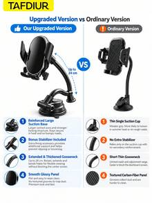 TAFDIUR 1pc ABS+Iron Alloy Material Gooseneck Flexible Suction Cup Car Phone Holder, Suitable For Dashboard Adsorption Installation, Freely Bendable, Stable And Shake-Free, Applicable For Driver Navigation/Music/Phone Calls And Other Scenarios - Multicolor - View 7