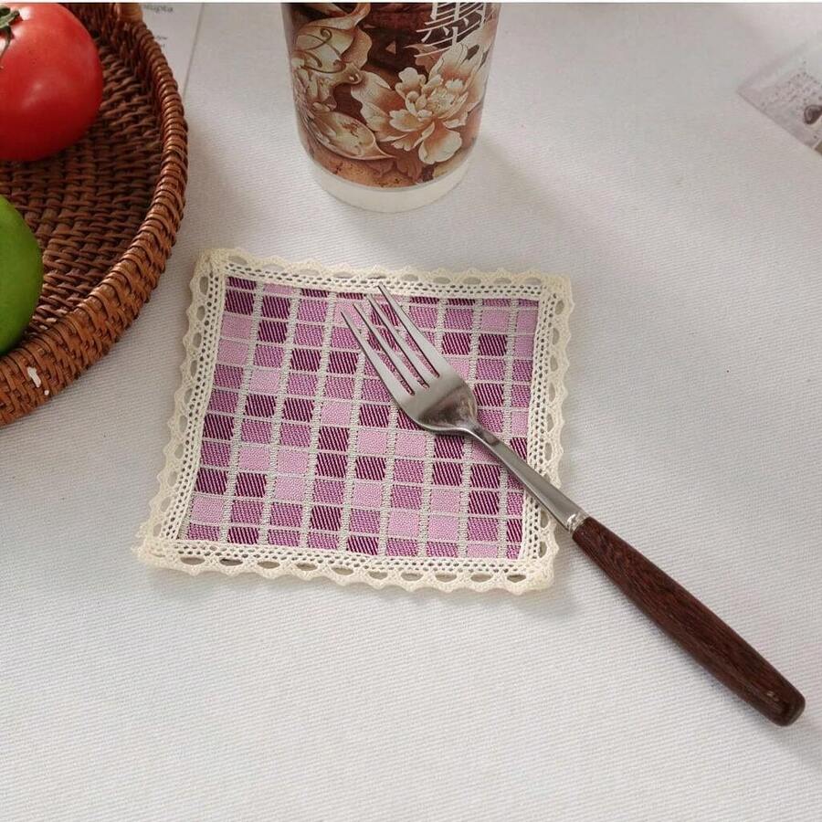 10入聚酯纖維可重複使用杯墊 10*10cm/3.9*3.9inch 波希米亞風時尚杯墊，適合咖啡、茶、野餐、露營、RV旅行，居家暖房禮、生日禮、節日禮物，廚房桌面保護墊 - 粉紫色 - 查看 1