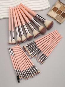 30-Piece Professional Makeup Brush Set, With Velvet Storage Bag, Soft Bristles, Easy To Carry, Includes Foundation Brush, Eyeshadow Brush, Blending Brush, - Pink - View 7