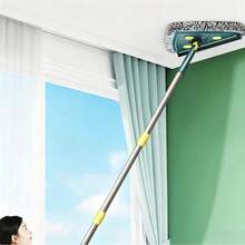 1pc Large Triangle Multi-Function Wall Cleaning Mop, Dust Mop, Telescopic Dust Mop, Back To School Essential, Floor Tile Glass Car Window Cleaning Mop, Telescopic Dry & Wet Dual-Use Ceiling Mop, High-Quality Dust Mop, Efficient Ceiling Dusting Brush - Cleaning Duster - View 1