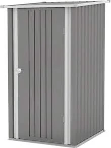 Cobertizo de Almacenamiento de Metal Gris 98.6x95.3x160.5 cm| Cobertizo Exterior de 3x3 Pies para Herramientas de Jardín| con Techo Inclinado y Puerta con Cerradura Individual| Fácil de Armar - Gris - Ver 1
