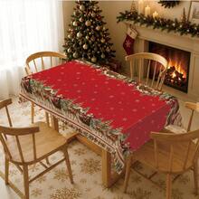 1pc Christmas Winter Santa Village Snow Scene Pattern Tablecloth, Stain-Resistant Dining Table Decor Cloth, Suitable For Kitchen, Dining Table, Coffee Table, TV Stand, Entryway, Party Holiday Decoration, Home Decor, Christmas Gathering - Multicolor - View 7