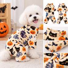 Opjoys 1pc Halloween Black Cat BOO! Print Dog , Halloween Style Skin-Friendly Knitted Four-Legged Design Round Neck Ribbed Cuff Warm Belly Protection Anti-Shedding Pet Home Wear Spring Autumn Daily - White - View 4