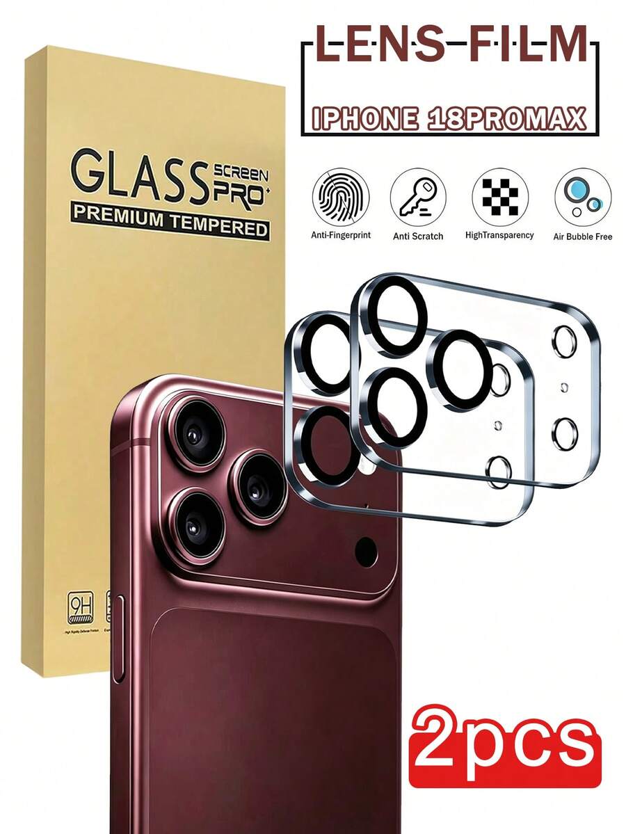 2Pcs Clear Transparent HD AR Anti-Reflection Anti-Scratch Drop-Proof Fingerprint-Resistant 9H Tempered Glass Separate Independent Lens Protective Film With Positioning Install Tool For IPhone18Promax 18Pro/17/16/15/14/13/12/11 Easy Install For Beginners No Case Interference No Impact On Photo Quality Must-Have Digital Accessories For New Phones - Clear - View 1
