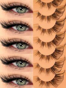 7 Pairs Cat Eye Style False Eyelashes, Graduated Width Strip Lashes, Layered Voluminous And Outer Corner Elongated, Black Dynamic Style, Suitable For Glamorous Makeup, Date Night, Party, Ball, Wedding Guest Look And Daily Makeup - Black - View 2
