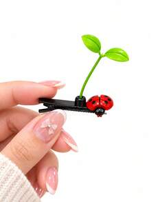 5/15/30pcs Seven-Star Ladybug Sprout Hair Clips, Cute Sprout Design, Fun Cartoon Plant Style, Suitable For Electronic Music Parties, Holiday Gatherings - Multicolor - View 3