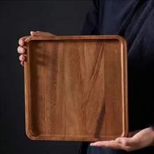 Wooden Square Serving Tray, Sturdy Wooden Tray Holder, Wooden Serving Tray, Suitable For Home And Restaurant Use - Multicolor - View 1