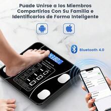 Báscula Digital Inteligente de Grasa Corporal con Bluetooth, Báscula de Baño de Vidrio Templado con App para iOS y Android, 180 kg - Negro - Ver 3