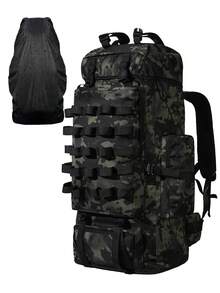 100L Hiking Backpack With Rain Cover For Men, Expandable Large Camping Rucksack Waterproof Molle Travel Backpacking Daypack For Climbing Trekking Travelling - Green - View 1