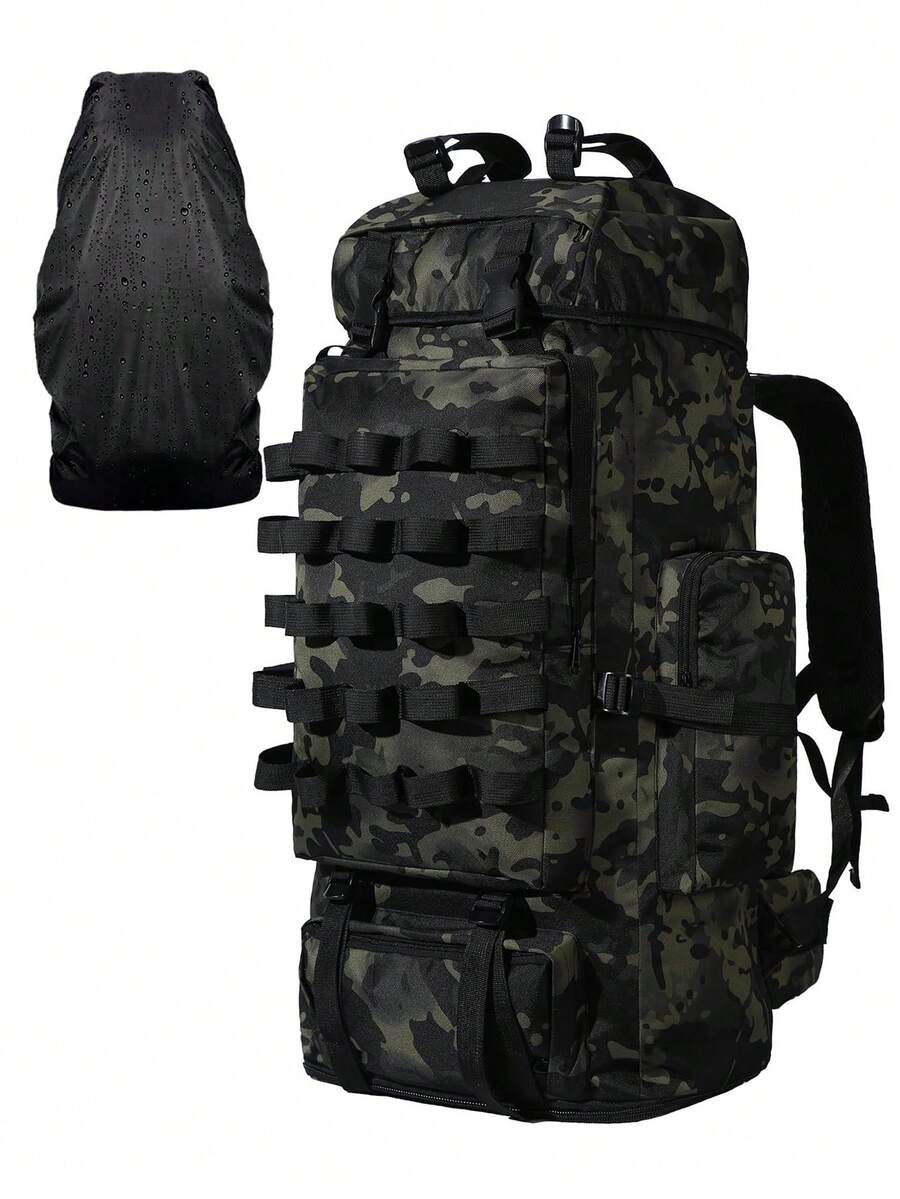 100L Hiking Backpack With Rain Cover For Men, Expandable Large Camping Rucksack Waterproof Molle Travel Backpacking Daypack For Climbing Trekking Travelling - Green - View 1