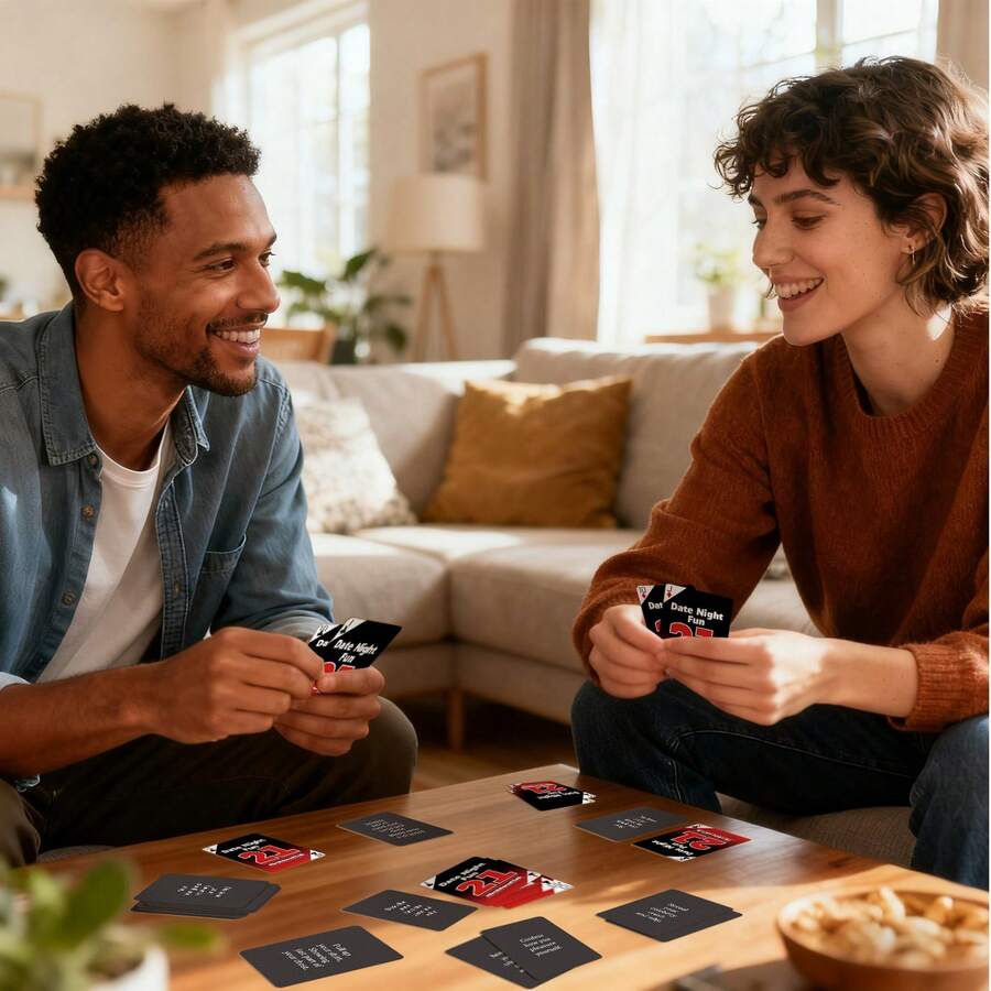Date Night Fun 21 Couple Card Game, Flirt Dare & Talk Interactive Game, Great For Christmas, Game Party, Perfect Gift For Partners, Romantic Table Game For Date Night - Multicolor - View 1