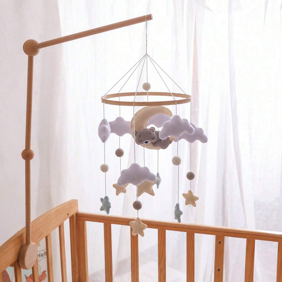 手工制作的绵羊、星星和月亮造型婴儿床铃，婴儿床挂饰，可爱动物造型玩具，益智玩具，提升手眼协调能力，预防近视，婴儿房装饰，多种颜色可选，新生儿摇铃玩具，亲子互动最佳礼物，生日、圣诞节礼物