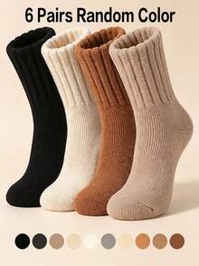 3/6/9 pares de calcetines térmicos aleatorios para mujer, calcetines gruesos y cálidos para botas, calcetines de otoño e invierno para mujer, calcetines de Halloween y regalos para mujer - Multicolor - Ver 14
