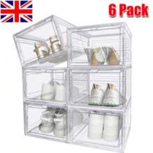 6 Pack Transparent Shoe Storage Boxes Hard Plastic Stackable Shoe Box Organiser - GB105 - View 1