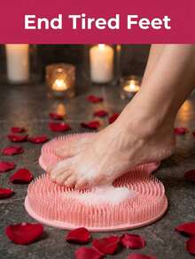 2pcs Universal Non-Slip Shower Foot Scrub Massager, Exfoliating Pad, Promotes Blood Circulation, Alcohol-Free, Fragrance-Free, Manual Operation, No Battery Required, Bathroom Accessory - Multicolor - View 4