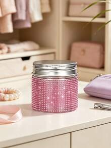 Wide Mouth Refillable Sparkly Rhinestone Diamond Cosmetic Jar, Portable Bling Cream Container For Eye Cream Hand Cream Lotion, Suitable For Vanity, Bathrooms & Travel, Christmas Valentine Mother'S Day Gift For Women - Multicolor - View 3
