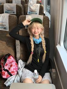 女款薄荷綠針織長袖上衣，圓領設計，優雅派對長袖上衣，適合日常穿著與通勤，上衣 - 黑色 - 查看 3