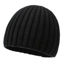 1pc Wide Ribbed Solid Color Plain Straight Edge Unisex Knit Beanie Hat, Breathable Comfortable Skull Cap, Suitable For All Seasons - Multicolor - View 11