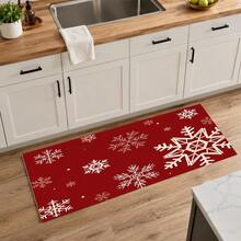 1pc Christmas Snowflake Pattern Kitchen Table Mat, Red Winter Dining Table Mat Coffee Table Mat, Christmas Snowflake Table Mat, Holiday Kitchen Dining Room Tabletop Decor Drain Mat, Christmas Party Home Decor - Multicolor - View 9