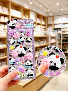 3D Puffy Panda Stickers Cute Waterproof Decals For Kids Handmade Reward Scrapbook Phone Tablet Decor - Multicolor - View 9