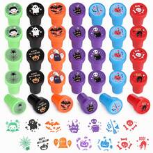 6/12/24/48 Pcs Kit Stempel Otomatis Aneka Warna Halloween dengan 12 Desain Stempel Plastik Berwarna Cerah dan Menyenangkan untuk Anak-anak, Suvenir Pesta Halloween, Pengisi Tas Bingkisan Halloween, Hadiah Kelas Halloween, Warna dan Gaya Acak - hallowen - View 1