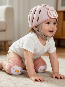 2pcs/Set Baby Anti-Fall Hat And Knee Pads Set, Toddler Learning To Walk Anti-Collision Head Protection Cap, Infant Crawling Head And Knee Protection Combination, Breathable Soft Walking Protection Gear, Cute Cartoon Knee Pads, Suitable For All Seasons. Also Suitable As Holiday Gift For Christmas, Halloween And Other Occasions. - Baby Head Protector + Knee Pads - View 4
