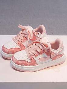 1 Pair Kids Cartoon Print Hook And Loop Soft Sole Anti-Slip Girls Casual Sneakers Spring Autumn - Pink - View 6